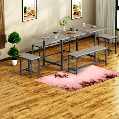 Extendable Dining Table Sets(must Include Both Table And Chair), Wood Metal, Modern Kitchen