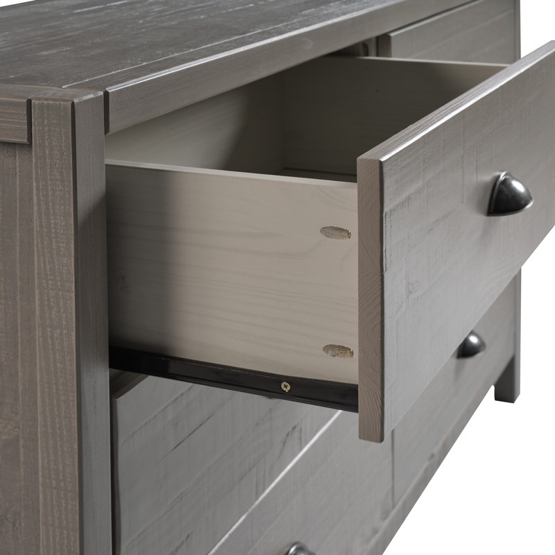 Arranda 6 Drawer 51.13" W Solid Wood Double Dresser, Driftwood Gray