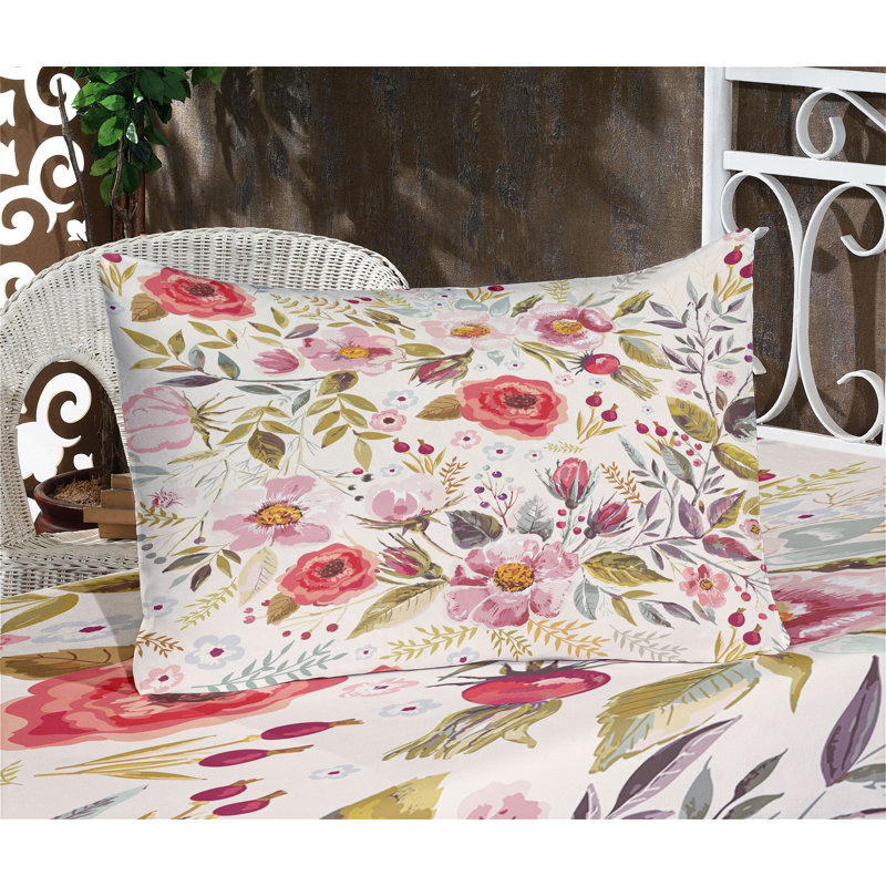 Multicolore ensemble de draps et taies décoratives à motif floral Ambesonne