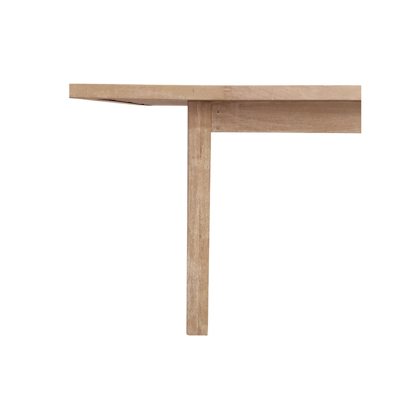 Mejse Mango Rectangular Solid Wood Top with Solid Wood Base Dining Table, New White Wash