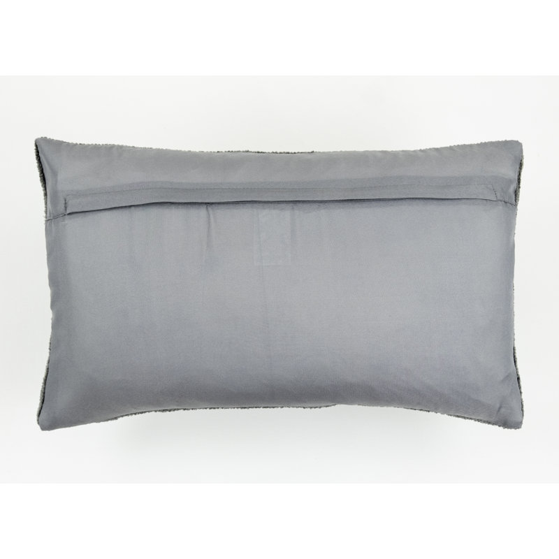Embroidered Feather Throw Pillow, Gray