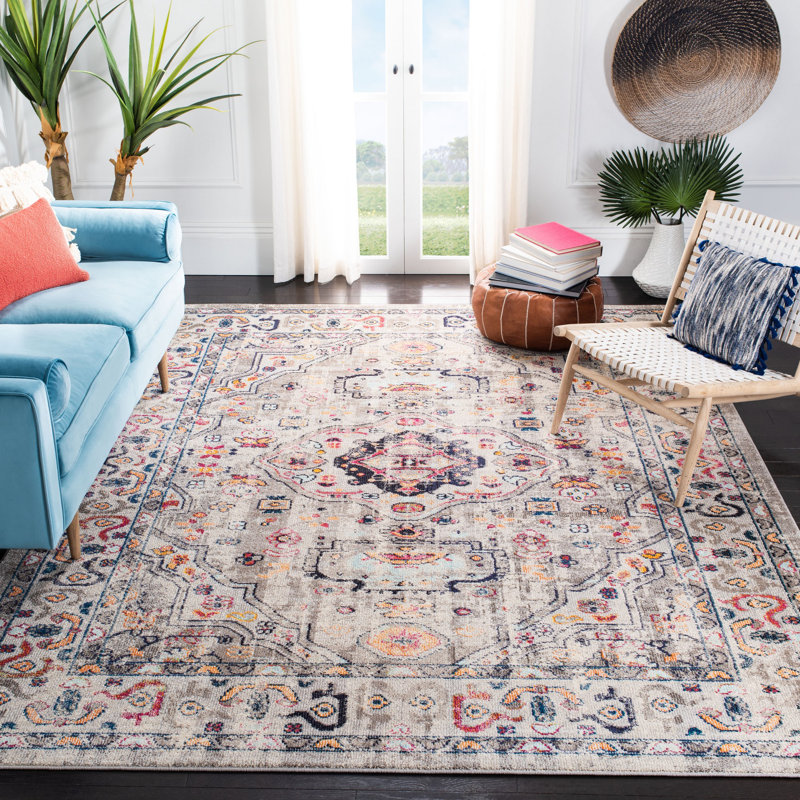 Felty Oriental Gray/Blue/Orange Area Rug, Rectangle 12' x 15'