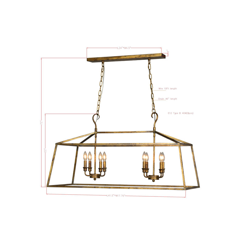 Luminaire suspendu linéaire à 8 lumières Bahena