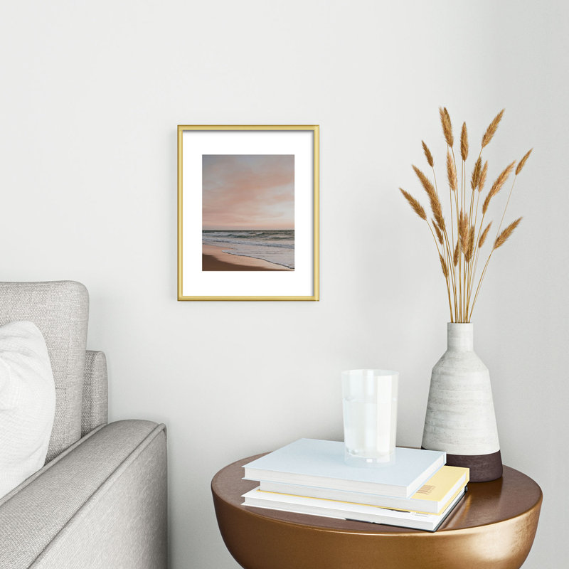 «Hello Twiggs Pink Sky Soft Waves», reproduction d'art en métal, H 10 po x l 8 po, Or