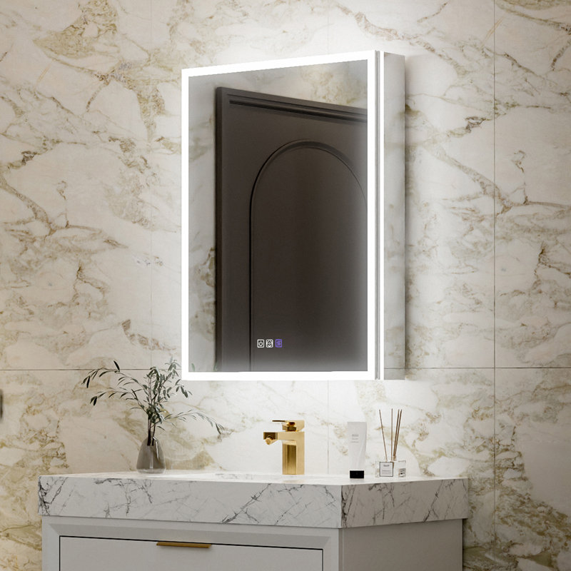 Cluee 32'' LED Bathroom Medicine Cabinet with Magnifier, Recessed or Surface Mount, GFCI Outlet", 32" H x 24" W x 5.5" D