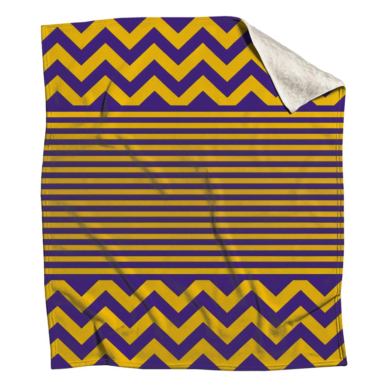 Couvertures à chevrons jaunes et mauves, L 50 po x H 60 po