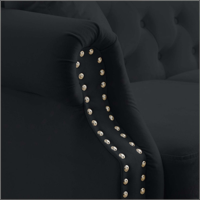 Meghans Chesterfield Sofa for Living Room, Sofa Tufted Couch with Rolled Arms and Nailhead for Living Room, Bedroom, Office, Apartment, two pillows