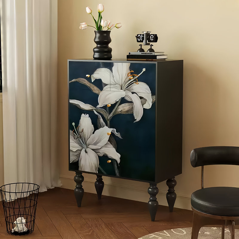 French Floral Patterns Decorative Cabinet