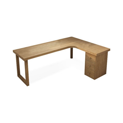 Wood color L-Shaped Solid Wood Desks
