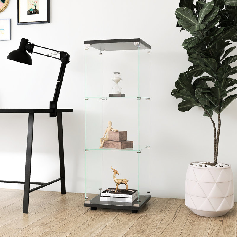 Vitrine en verre avec 3 tablettes, armoires pour la chambre à coucher, le bureau, le salon, la bibliothèque sur pied, installation rapide à 3 tablettes, espace, consens