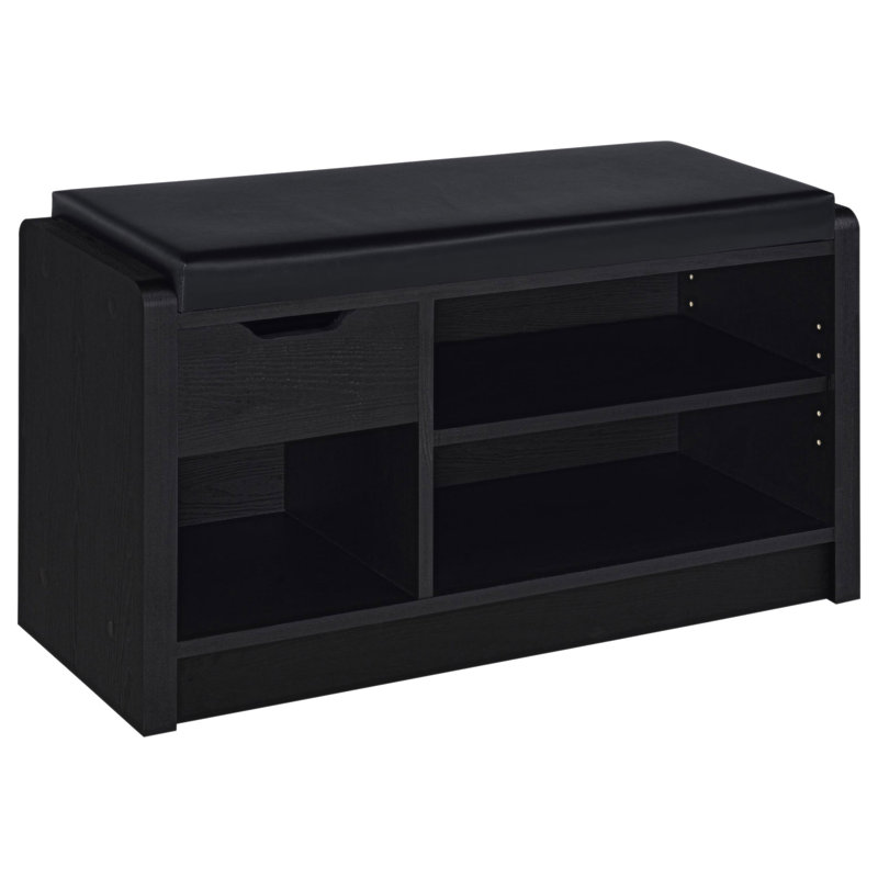 Astor Black 1-Drawer Storage Bench, Black