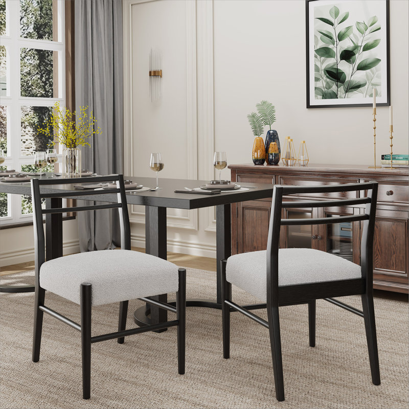 Chaise de salle à manger noire et beige (ensemble de 2)
