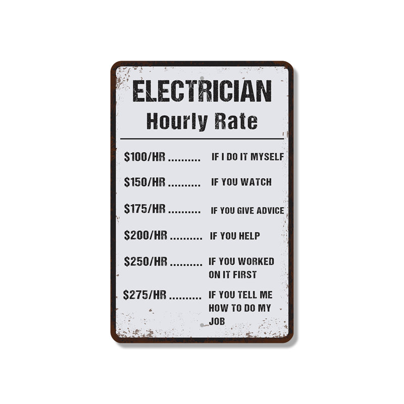 Enseigne en plastique 13 po x 20 po Electrician, H 13 po x l 20 po x P 0,1 po