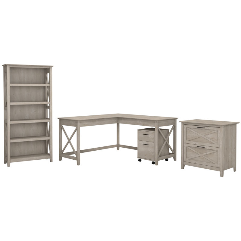 Ovia L-Shaped Computer Desk, Washed Gray