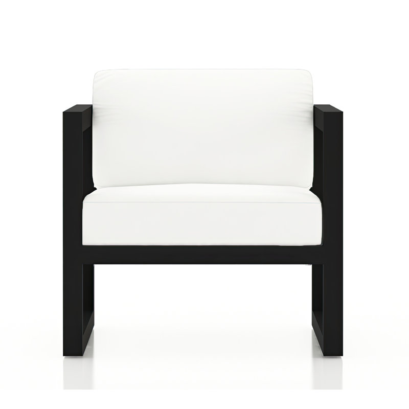 Avion Patio Chair with Sunbrella Cushions, Canvas Natural Sunbrella® Canvas, Black