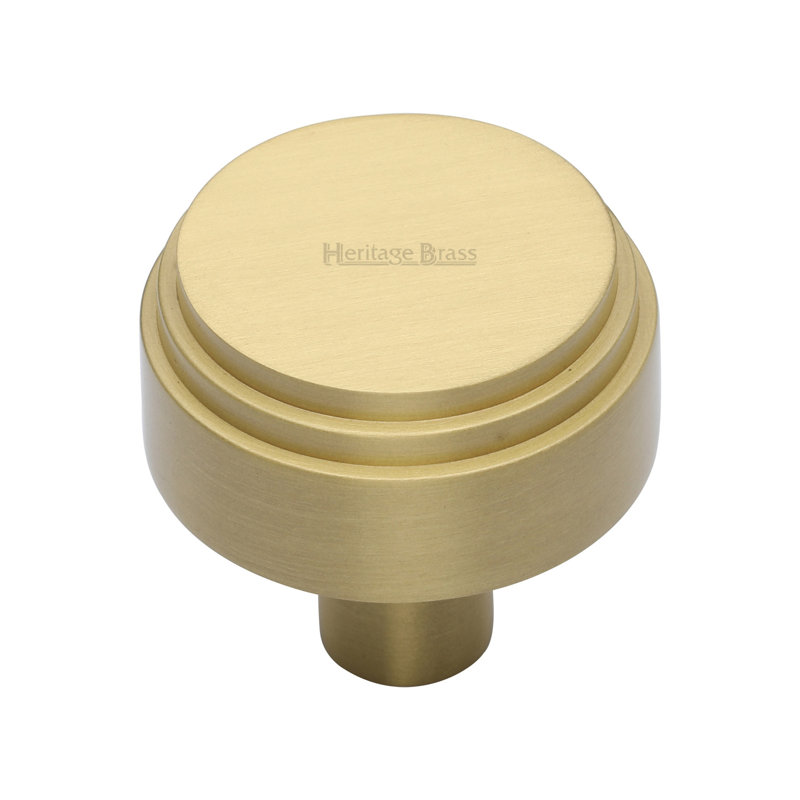 Heritage Brass Heritage Cabinet Knob Round Deco Design, Satin Brass, 3.7cm H x 3.8cm W x 3.8cm D