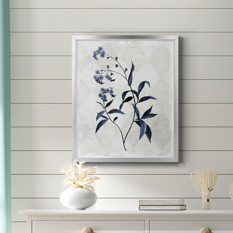 «Harlequin Botanical I», toile encadrée de qualité supérieure - prête à être accrochée, Argent, H 20 po x l 16 po