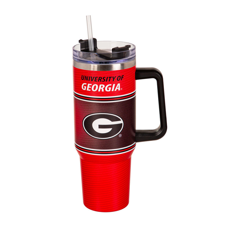 40 oz Gobelet de voyage en acier inoxydable avec paille NCAA, NCAA Georgia