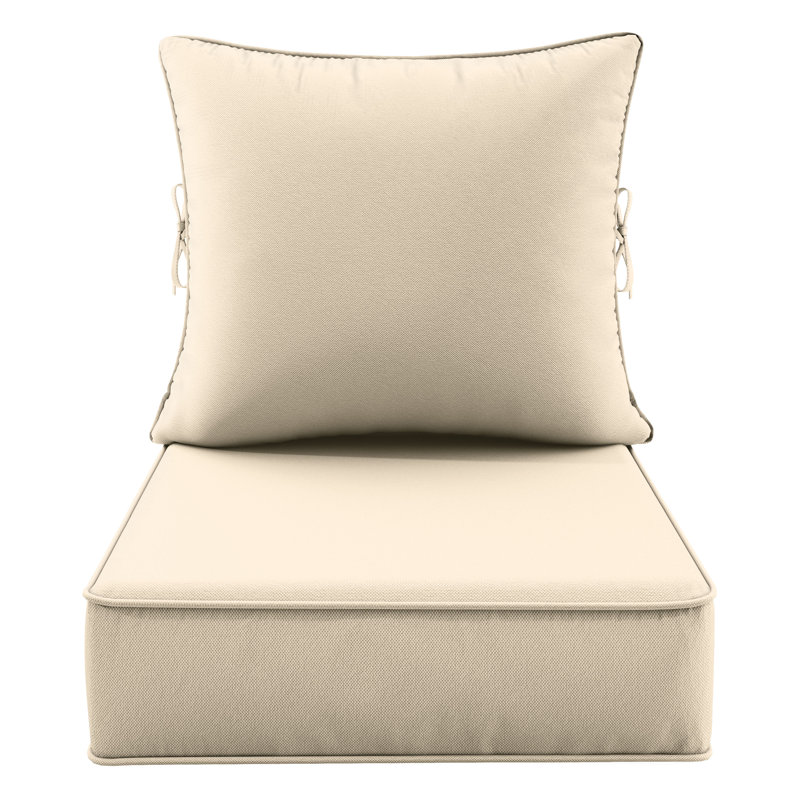 Outdoor 6.5" Thick Deep Seating Seat/Back Cushion, Cream