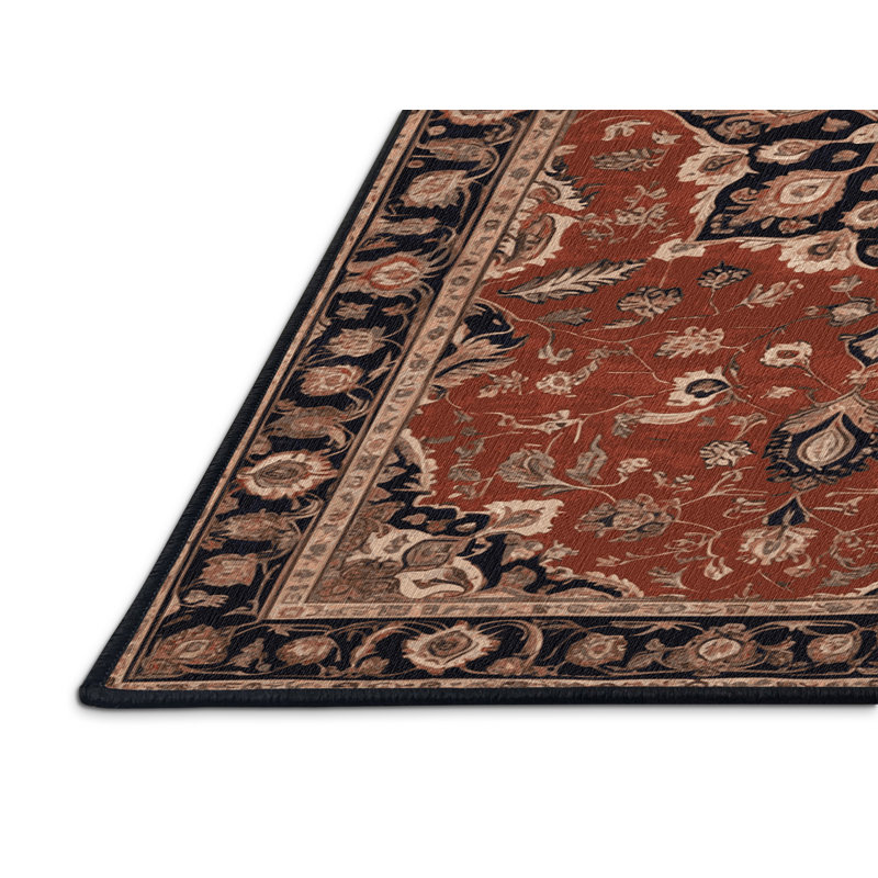 Machine Washable Persian Brown Area Rug, Rectangle 7' x 9'