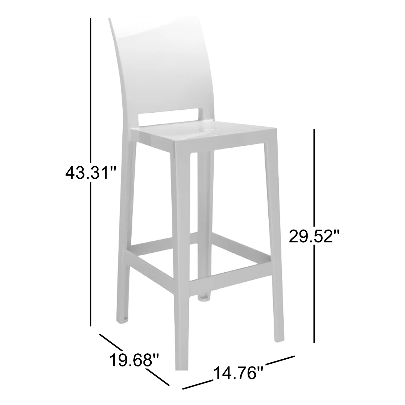 One More Outdoor Bar Stool, Bar, Glossy White