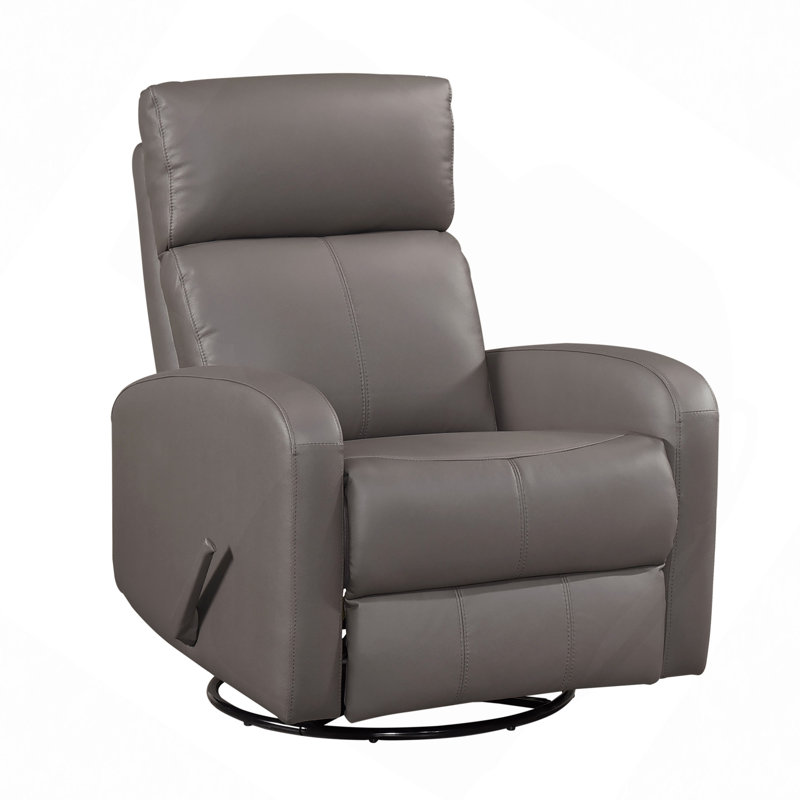 1Pc Glider Recliner Chair With Swivel Motion Leather Upholstery Luxury Comfort Solid Wood Living Room Furniture