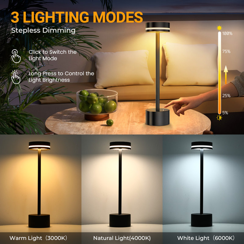 Metal USB Rechargeable Table Lamp Modern Table Lamp Set