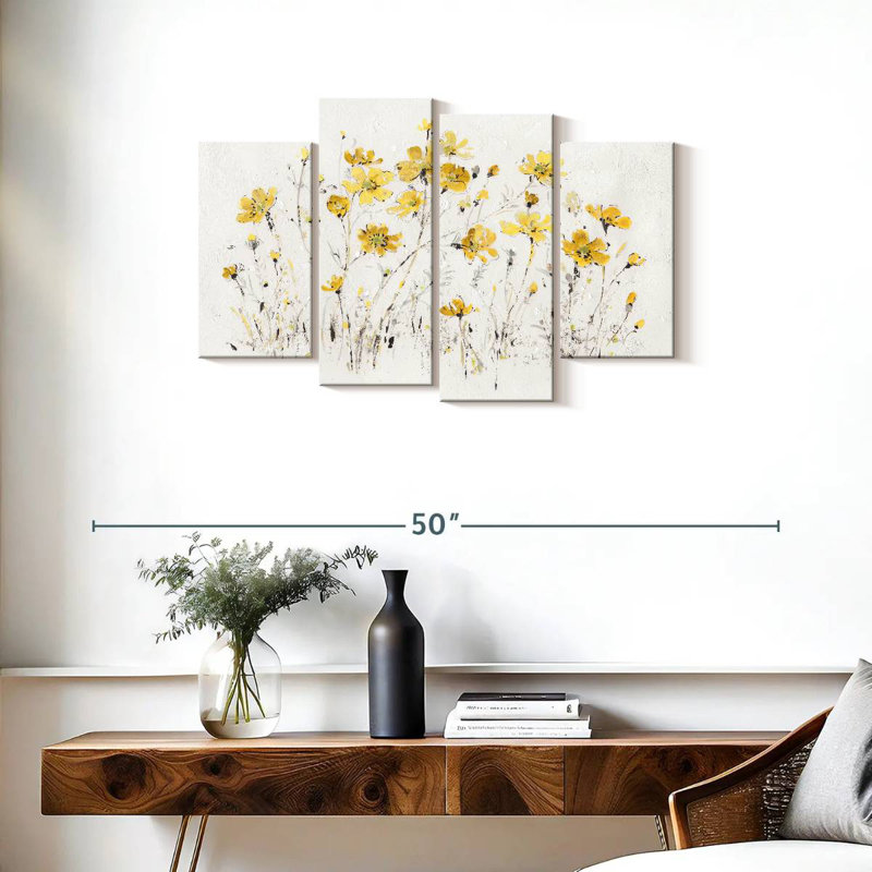 Harnek fleurs sauvages jaune vif, H 22 po x l 36 po
