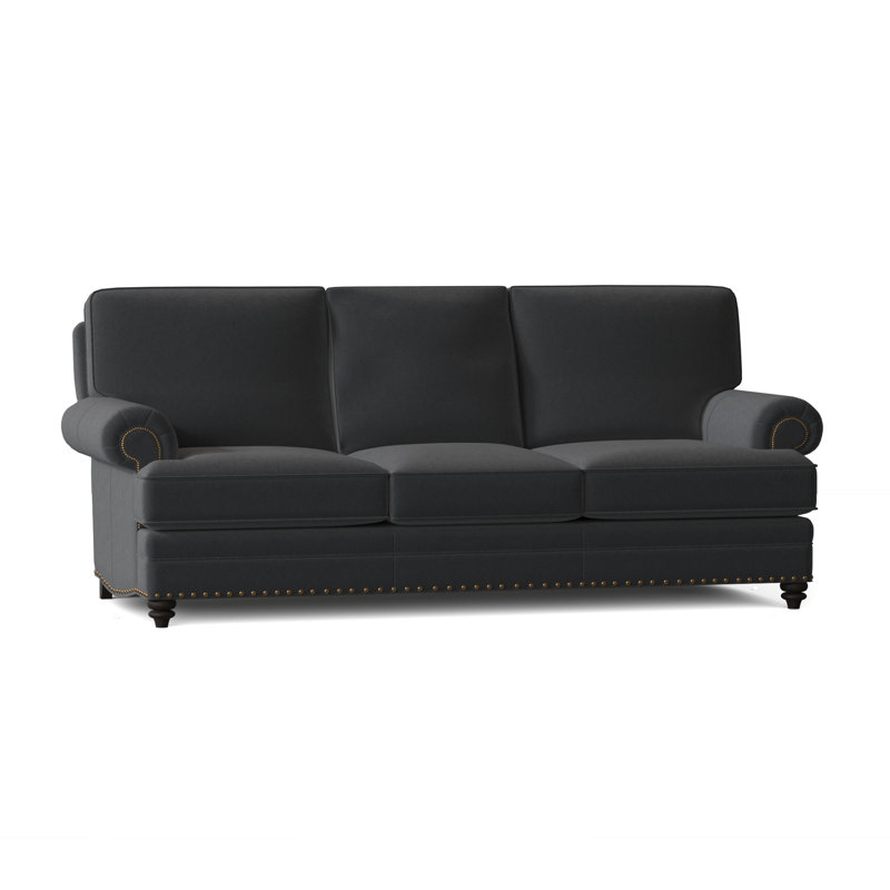 Carrado Leather Sofa, French Natural, Cobblestone, Aline Light Gray Stonewash Genuine Leather