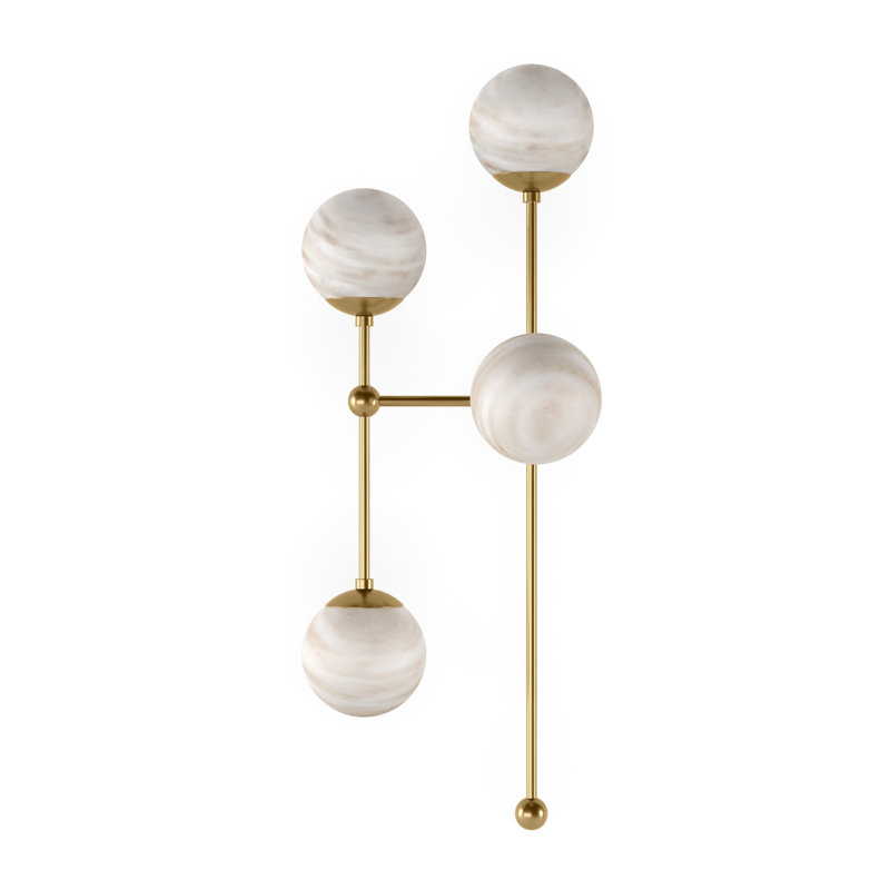 Armstrong 4 - Light Armed Sconce, Burnished Brass, Marbled Matte, Right