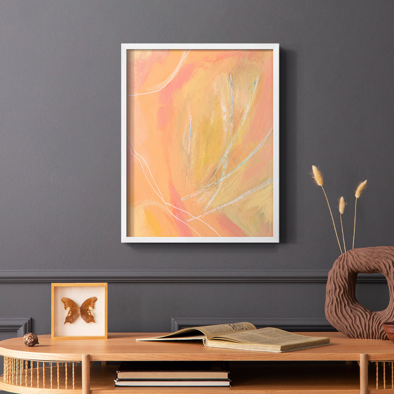 «Peach Bliss II», reproduction encadrée - bois massif, Cadre simple blanc, H 10 po x l 8 po