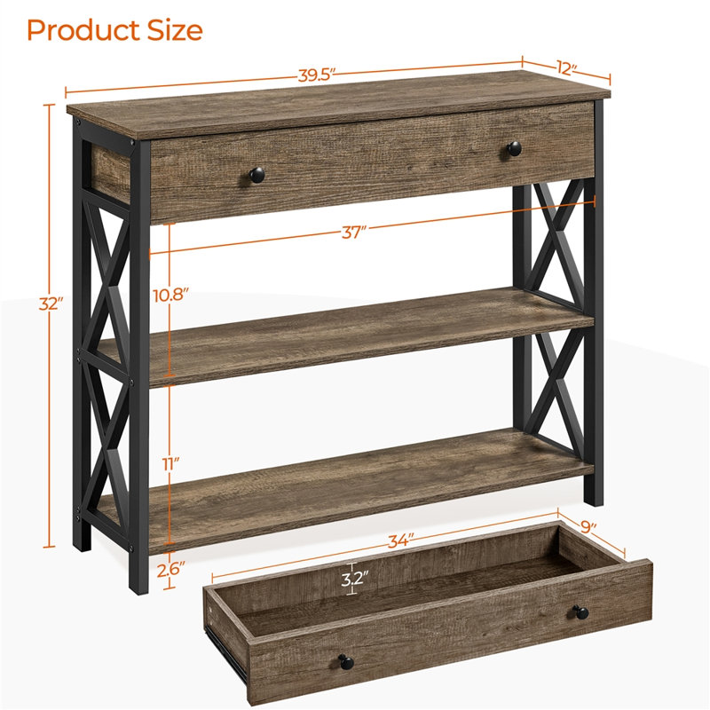 Keivha 39.5'' Console Table, Taupe Wood