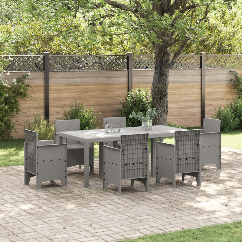 Garden Table Poly Rattan, Light Grey, 73cm H x 200cm W x 100cm D