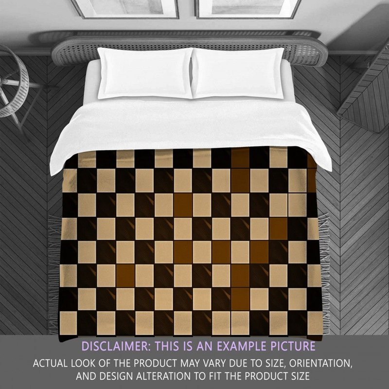Polyester Comforter, King Comforter, Black/Brown Checkered