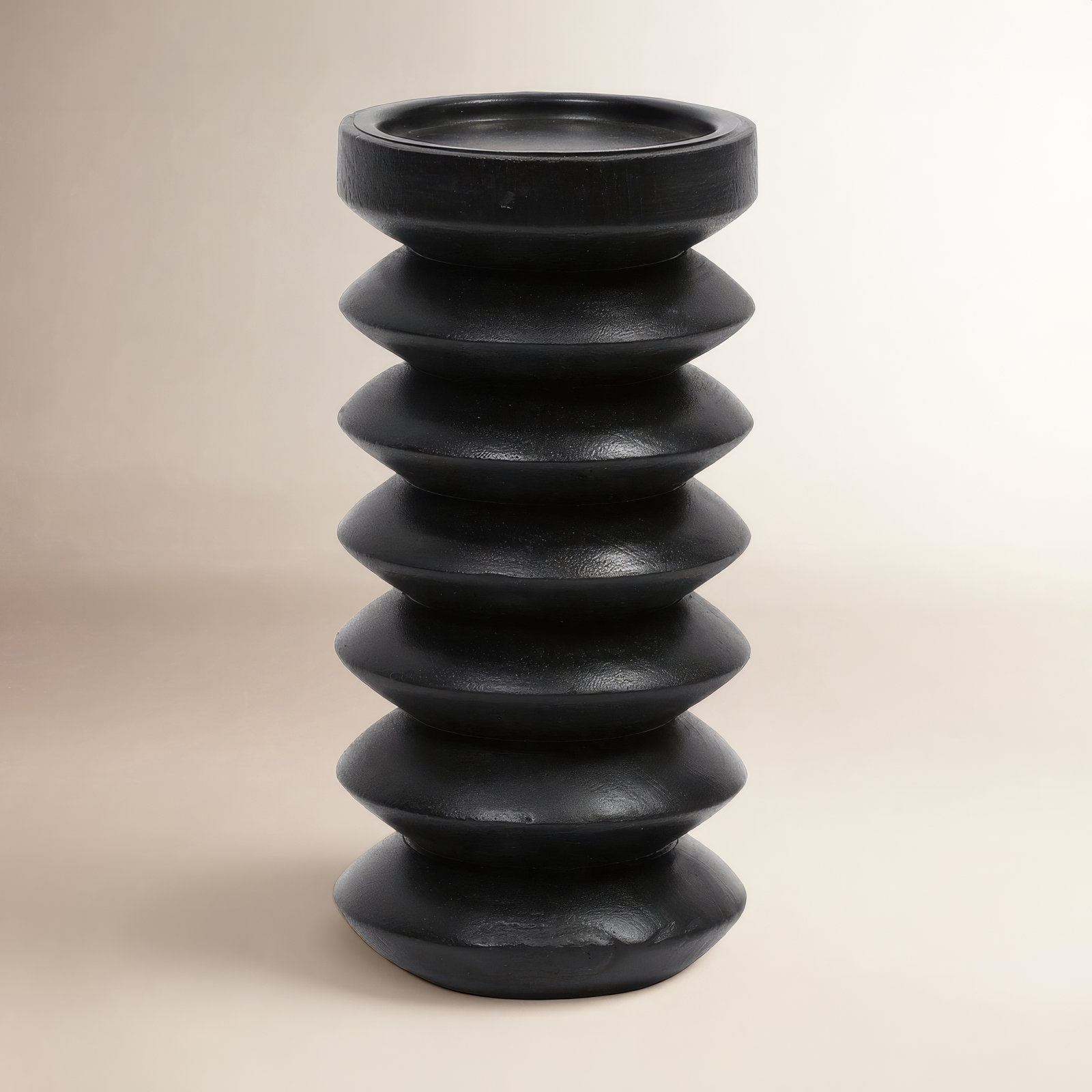 Wood Pillar Candle Holder, 8" H x 4" W x 4" D