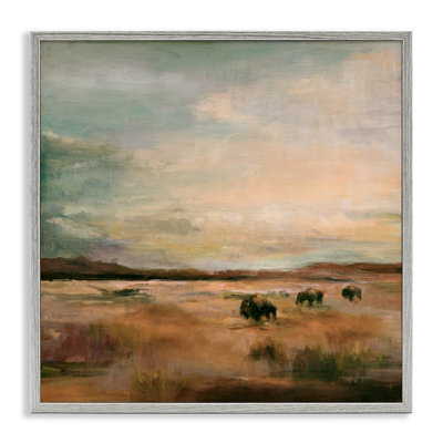 Buffalo Under Big Sky Framed Giclee Art by Marilyn Hageman