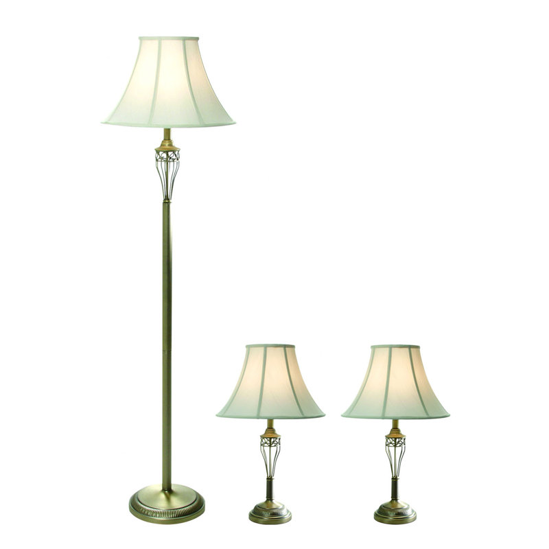 Yerby 25.5'' Antique Brass Traditional Floor & Table Lamp Set