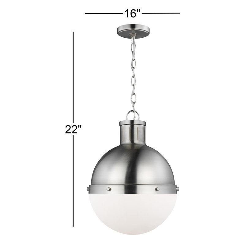Hanks 1 - Light Pendant, 22" H x 16" W x 16" D, Brushed Nickel, No 