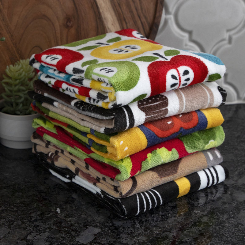 Coffee Print Brown Cotton Kitchen Towel Set