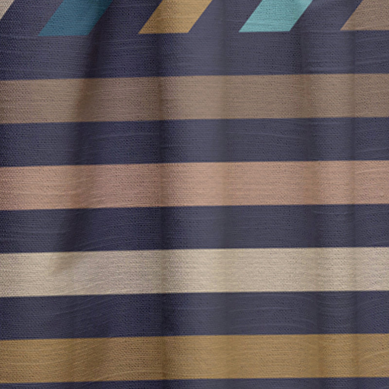 Escarleth rétro géométrique brun et bleu - Rideau à motifs - Velours obscurcissant - 1 panneau, L 52 po x L 84 po