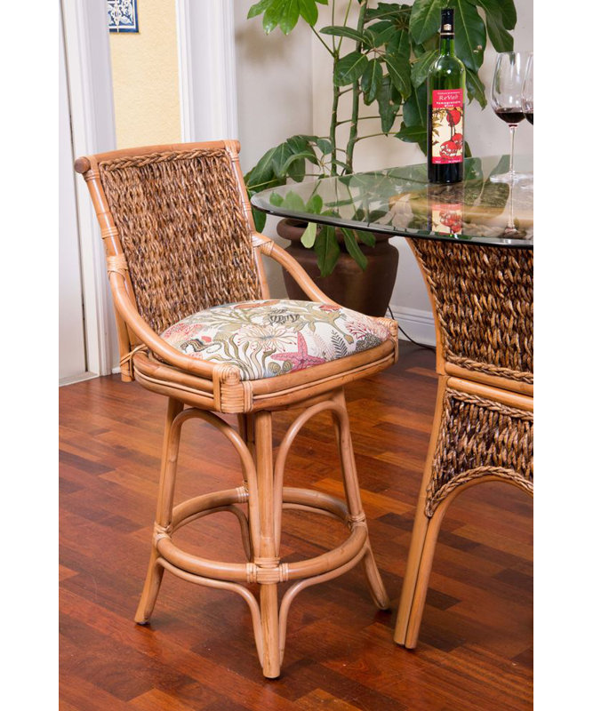 Dastyn Swivel Upholstered Counter Stool, Antique Honey, Kali Olive