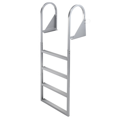 Heavy-Duty Turn Over-Up Aluminum Tailgate Ladder – 3/4/5 Steps – 350 lbs Capacity – Non-Slip Wide Treads – Saltwater Resistant – Quick-Release – Surface Spray Anti-Corrosion Powder, Straight Ladder, Level 4