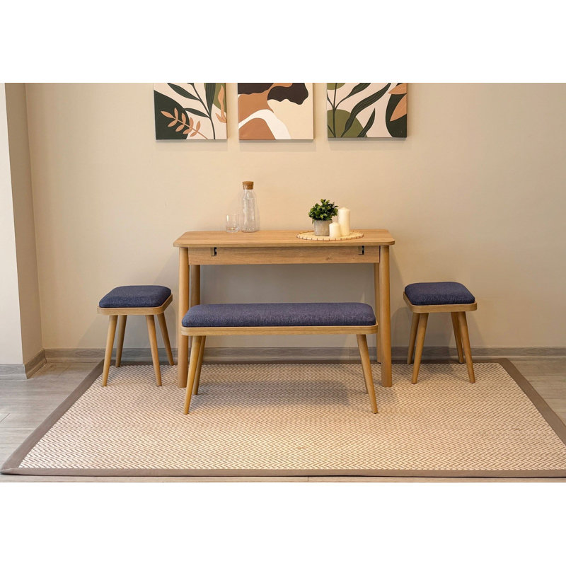 Ensemble de table et chaises de salle à manger extensible D urguard (4 pièces), Bleu