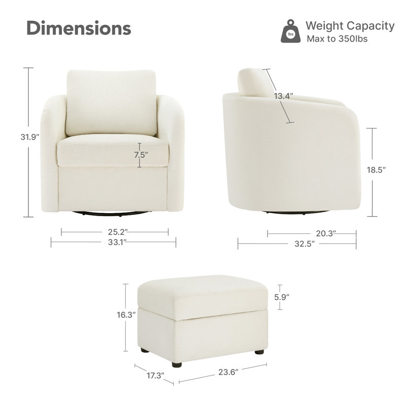 Repose-pieds l 23,6 po avec rangement, Blanc