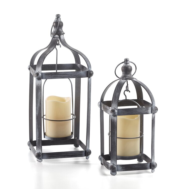 8.5 Black Candle Warmer Lamp with Dimmer, Metal Tabletop Lantern, 2 Bulbs Included Breakwater Bay