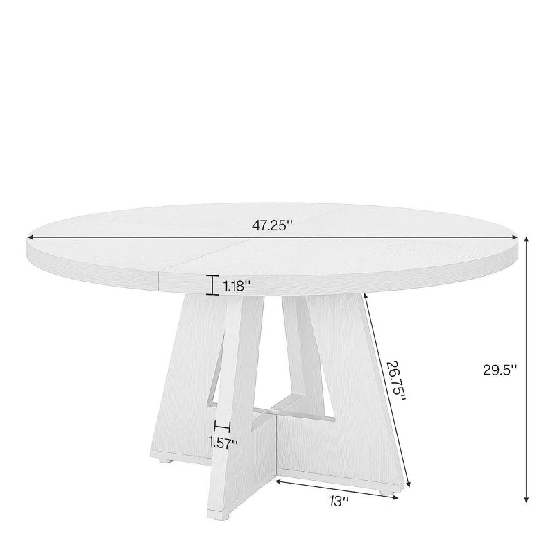 Table de salle à manger de 47 po Farmhouse, White