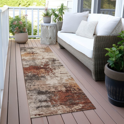 Machine Washable Indoor/Outdoor Xhevrie Paprika Rug