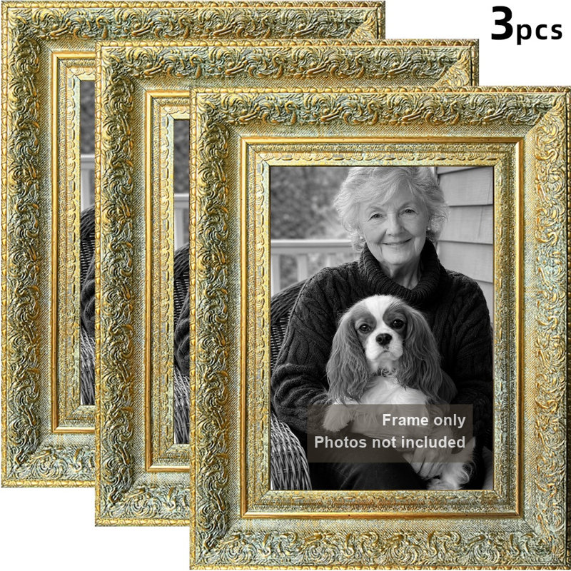 Cadre photo 3 pièces 11 "x 14" doré antique pour présentoir mural et de table, Or antique, 3, 11 po x 14 po