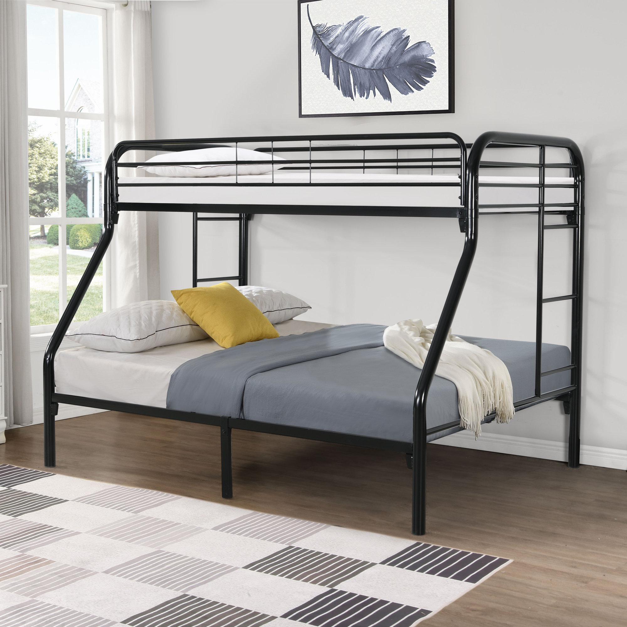 Kids Twin Over Full Bunk Bed, Black