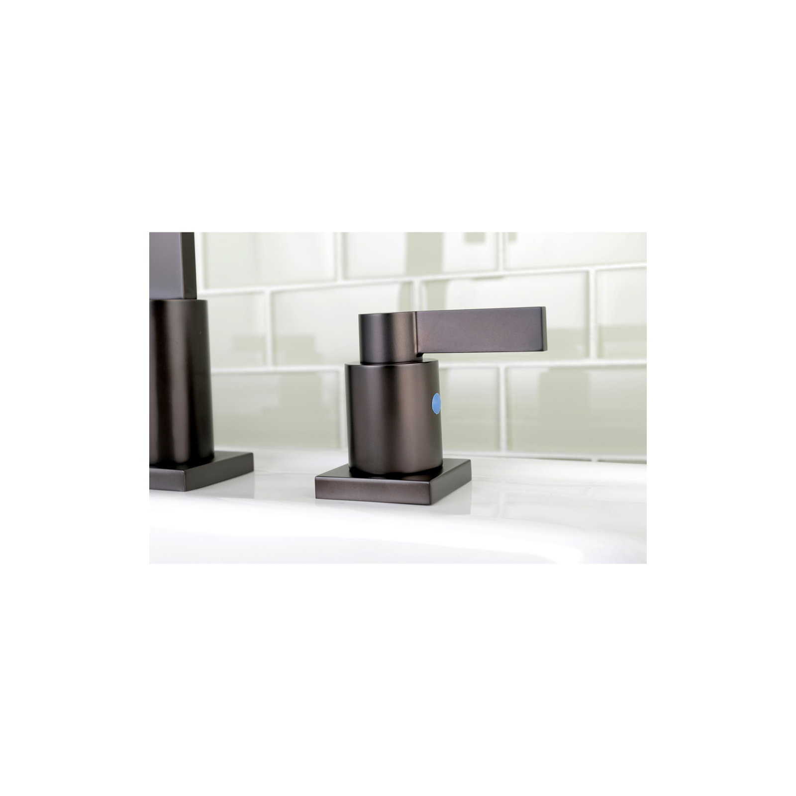 Kingston Brass NuvoFusion Two-Handle 3-Hole Deck Mount Widespread Bathroom Faucet with Retail Pop-Up Drain, Oil Rubbed Bronze